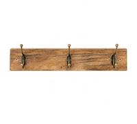 LIN HOME XZ-22234-2 Perchero Pared de Madera Rústico con 3 Ganchos Metálicos Vintage - Colgador Decorativo para Entrada, Dormitorio, Baño para Abrigos, Sombrero, Toallas 50x8.5x1.5cm