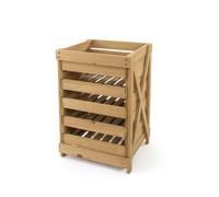 LIN HOME XZ-22236 Organizador Extraibles 4 Cajones para Fruteria 35x32.5x58cm - Cajas de Almacenaje de Madera para Organizar Frutas y Verduras Color Madera
