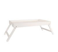 LIN HOME XZ-22274-2 Bnadeja para Cama de Madera 50x30x20cm Patas Plegable Color Blanco - Bandeja para Desayuno, Aperitivo Resistente a la Humedad