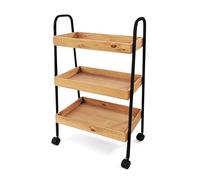 LIN HOME XZ-22321 Carrito de Almacenamiento de Madera y Metal Multiuso 45x30x78cm con 3 Estantes - Mueble Auxiliar para Almacenaje Ideal para Baño, Cocina, Salón