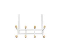 LIN HOME XZ-22358 Gancho para Puerta de Hierro Blanco con 8 Puntos de Colgante de Madera - 30x27 cm (M1)