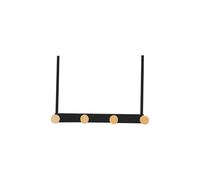 LIN HOME XZ-22371-1 Over-the-Door 4-Hook Rack - White Metal Frame with Natural Wooden Pegs, Heavy-Duty Hanger for Coats, Bags, Towels - No Drilling Required, Space-Saving Organizer(4Black)