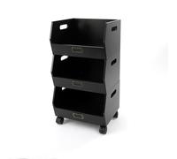 LIN HOME XZ-23007 Organizador Extraibles con Ruedas 3 Niveles Multiuso 32x28x60cm - Cajas de Almacenaje de Madera para Organizar Libros, Documentos, Frutas, Verduras Color Negro