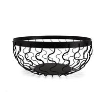 LIN HOME XZ-23165 Frutero Decorativo de Metal, Diseño Ondulado, Cuenco para Frutas y Verduras (Negro, 24x10cm)