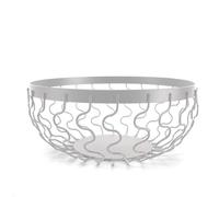 LIN HOME XZ-23166 Frutero Decorativo de Metal, Diseño Ondulado, Cuenco para Frutas y Verduras (Blanco, 24x10cm)