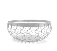 LIN HOME XZ-23166 Frutero Decorativo de Metal, Diseño Ondulado, Cuenco para Frutas y Verduras (Blanco, 24x10cm)