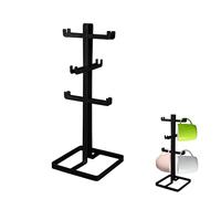 LIN HOME XZ-23182 Soporte para Tazas de Metal, 6 Ganchos, 38,5 cm de Alto, Organizador de Cocina, Blanco (Negro)