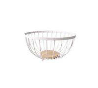 LIN HOME XZ-23193 Cesta de Frutas de Metal Blanco con Barras Verticales, Frutero Decorativo para Encimera de Cocina, Mesa de Comedor y Salón, Contenedor Ventilado para Frutas y Verduras