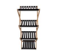 LIN HOME XZ-24508 Estante Zapatero de 3 Niveles Plegable de Bambú 28x37.5x93.5cm Negro - Organizador Portátil para Calzados Sin Instalación, Zapatero para Pasillos