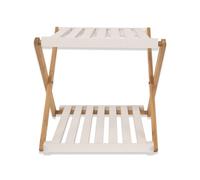 LIN HOME XZ-24509 Estante Zapatero de 2 Niveles Plegable de Bambú 28x37.5x33cm Blanco - Organizador Portátil para Calzados Sin Instalación, Zapatero para Pasillos