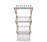 LIN HOME XZ-24511 Estante Zapatero de 3 Niveles Plegable de Bambú 28x37.5x93.5cm Blanco - Organizador Portátil para Calzados Sin Instalación, Zapatero para Pasillos