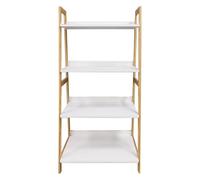 LIN HOME XZ-24515 Estantería de Bambú y MDF de 4 Niveles - Mueble de Almacenamiento Moderno, Multiusos para Salón, Cocina o Oficina - 102 cm de Altura, Estructura Resistente y Diseño Decorativo