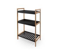 LIN HOME XZ-24517 Zapatero de 3 Niveles 52.5x30x84cm de Madera y Bambú - Estantería Multiuso con 3 Estantes para Entrada de Casa Color Negro