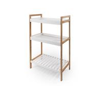 LIN HOME XZ-24519 Zapatero de 3 Niveles 52.5x30x84cm de Madera y Bambú - Estantería Multiuso con 3 Estantes para Entrada de Casa Color Blanco