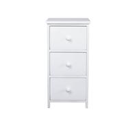 LIN HOME XZ-24941 Cómoda de Madera Blanca de 3 Cajones con Tiradores de Bola, Mueble Auxiliar para Salón, Dormitorio, Pasillo y Entrada,60x30x24cm