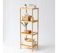 LIN HOME XZ-250049 Estantería de Madera Natural Organizador Abierto para Hogar y Cocina (4 Niveles,Wood Color)