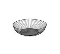 LIN HOMEFrutero de Hierro Negro con Diseño Abierto Cesta de Alambre con Líneas Verticales para Cocina, Comedor y Decoración del Hogar Moderno 28x7.5cm XZ-23171