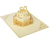 Lin - Tarjeta 3D tipo pop up para invitación o felicitación de boda, o felicitación de 50 aniversario de boda, con diseño de tarta