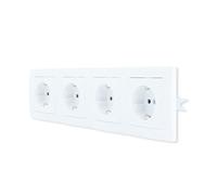 Lina - Enchufe con 4 enchufes VDE para empotrar Schuko con marco, H1-C51GM+H1-C004, juego completo, enchufe de pared, 4 enchufes con marco de plástico, enchufe multiple pared