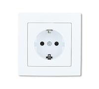 LINA - Enchufe de 1 compartimento VDE para empotrar Schuko blanco con marco de lujo