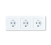 Lina - Enchufe de 3 enchufes para empotrar Schuko, color blanco con marco Luxus-Time