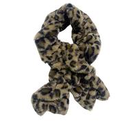 Lina & Lily Bufanda calentador de cuello de invierno para mujer con volantes elásticos de piel sintética tipo pull-through, Leopardo Marrón, One Size