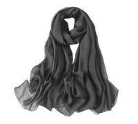 Lina & Lily Bufanda de gasa arrugada para mujer, chal para primavera, verano, transparente, sedoso y ligero, gris oscuro, talla única
