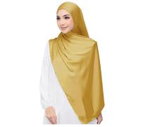 Lina & Lily Bufanda de satén de lujo para la cabeza de hiyab para mujeres musulmanas, extra larga, dorado, Talla única