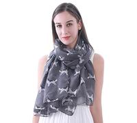 Lina & Lily Bufanda Fular Mujer con estampado de Perros - Golden Retriever (Gris)