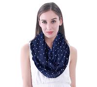 Lina & Lily Bufanda Infinita Cuello Mujer con Estampado de Puntos (Azul Marino)