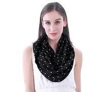 Lina & Lily Bufanda Infinita Cuello Mujer con Estampado de Puntos (Negro)