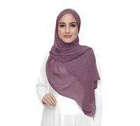 Lina & Lily Hijab Chiffon con Brillos Dorados, Bufanda Pañuelo para Mujeres Musulmanas (Baya)