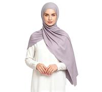 Lina & Lily Hijab Mujer de Jersey Modal, Bufanda Musulmana, Pañuelo para la Cabeza (Morado-Gris)