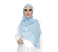 Lina & Lily Hijab para Mujer Musulmana, Tela Premium Chifón Ligero y Fluido (Azul Claro)