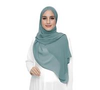Lina & Lily Hijab para Mujer Musulmana, Tela Premium Chifón Ligero y Fluido (Azul Hielo)