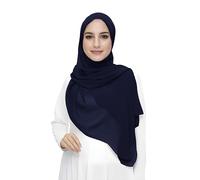 Lina & Lily Hijab para Mujer Musulmana, Tela Premium Chifón Ligero y Fluido (Azul Marino)