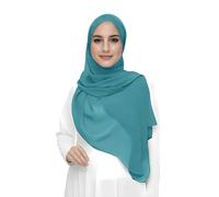 Lina & Lily Hijab para Mujer Musulmana, Tela Premium Chifón Ligero y Fluido (Azul Pato)