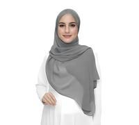 Lina & Lily Hijab para Mujer Musulmana, Tela Premium Chifón Ligero y Fluido (Gris Piedra)