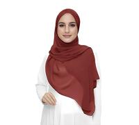 Lina & Lily Hijab para Mujer Musulmana, Tela Premium Chifón Ligero y Fluido (Rojo Ladrillo)