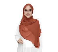 Lina & Lily Hijab para Mujer Musulmana, Tela Premium Chifón Ligero y Fluido (Rojo Óxido)