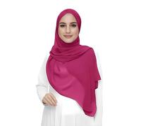 Lina & Lily Hijab para Mujer Musulmana, Tela Premium Chifón Ligero y Fluido (Rosa Cereza)