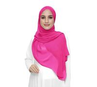 Lina & Lily Hijab para Mujer Musulmana, Tela Premium Chifón Ligero y Fluido (Rosa Neón)