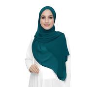 Lina & Lily Hijab para Mujer Musulmana, Tela Premium Chifón Ligero y Fluido (Verde Azulado)