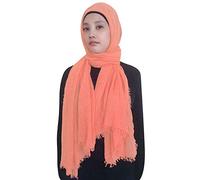 Lina & Lily Hijab para Mujeres Musulmanas Bufanda Fular Turbante, Tela Arrugada (Salmón)