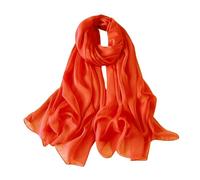 Lina & Lily Pañuelo de gasa arrugada para mujer - Primavera verano - Transparente - Sedoso y ligero, naranja, Talla única