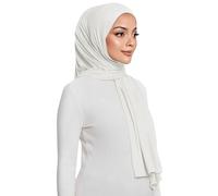 Lina & Lily Pañuelo instantáneo precosido de punto modal hiyab para mujeres musulmanas, blanco, Talla única