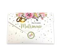 LINA OFFICINE GRAFICHE CREATIVE 96 - 253 Tarjeta de boda para dinero, regalo para felicitaciones de boda, sobre interior incluido, con etiqueta para cerrar sobre, 11 x 16 cm (FEDI)