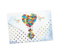 LINA OFFICINE GRAFICHE CREATIVE 96-256 - Tarjeta de felicitación de boda, con sobre interior incluido, con etiqueta para cerrar sobre, 11 x 16 cm (globos pequeños)