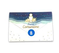 LINA OFFICINE GRAFICHE CREATIVE 96-558 - Tarjeta de felicitación de comunión para niño, con etiqueta cerrar, sobre, 11 x 16 cm (espiga niño)