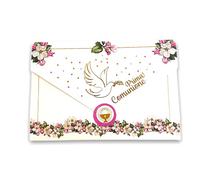 LINA OFFICINE GRAFICHE CREATIVE HBGFTBqcb - Tarjeta de felicitación de comunión para niña, con etiqueta de cierre, sobre, 11 x 16 cm (paloma niña)